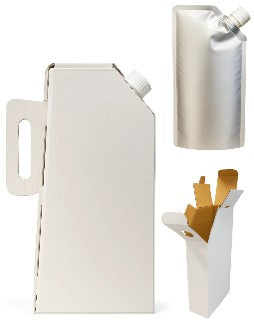 20 MM કેપ સાથે કોરુગેટેડ વ્હાઇટ પેપર ટી ફ્લાસ્ક અને સિલ્વર સ્પાઉટ પાઉચ