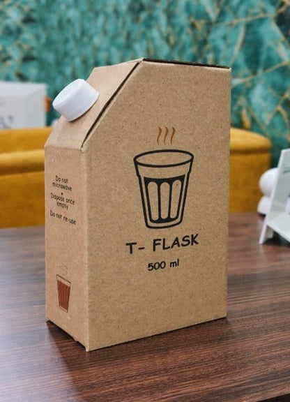 20 MM કેપ સાથે કોરુગેટેડ વ્હાઇટ પેપર ટી ફ્લાસ્ક અને સિલ્વર સ્પાઉટ પાઉચ